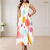 Women s Plus Size Round Neck Triple Keyhole Cutout Sleeveless Dark Blue Printed Maxi Dress