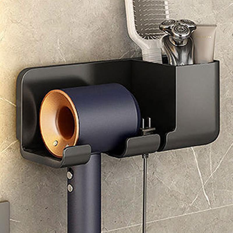 

Настенный держатель для фена для ванной, полка, сушилка, органайзер для ванной комнаты чёрный