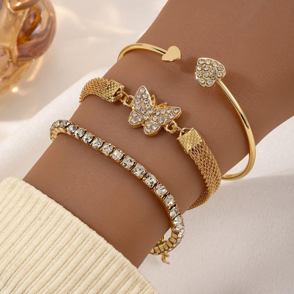 3pcs Love Opening Temperament Drill Bracelet Design Creative Retro Simple Bracelet for Women Bracelet