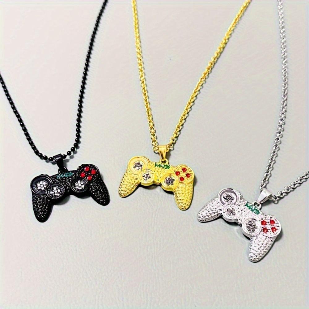 3-Piece Game Controller Necklace Set - Hip-hop Style Gaming Jewelry for Boys, a Creative Holiday Gift.