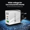 58W Dual Fast Charger with 2PD+QC3.0, Compatible with EU/US/UK Plugs.