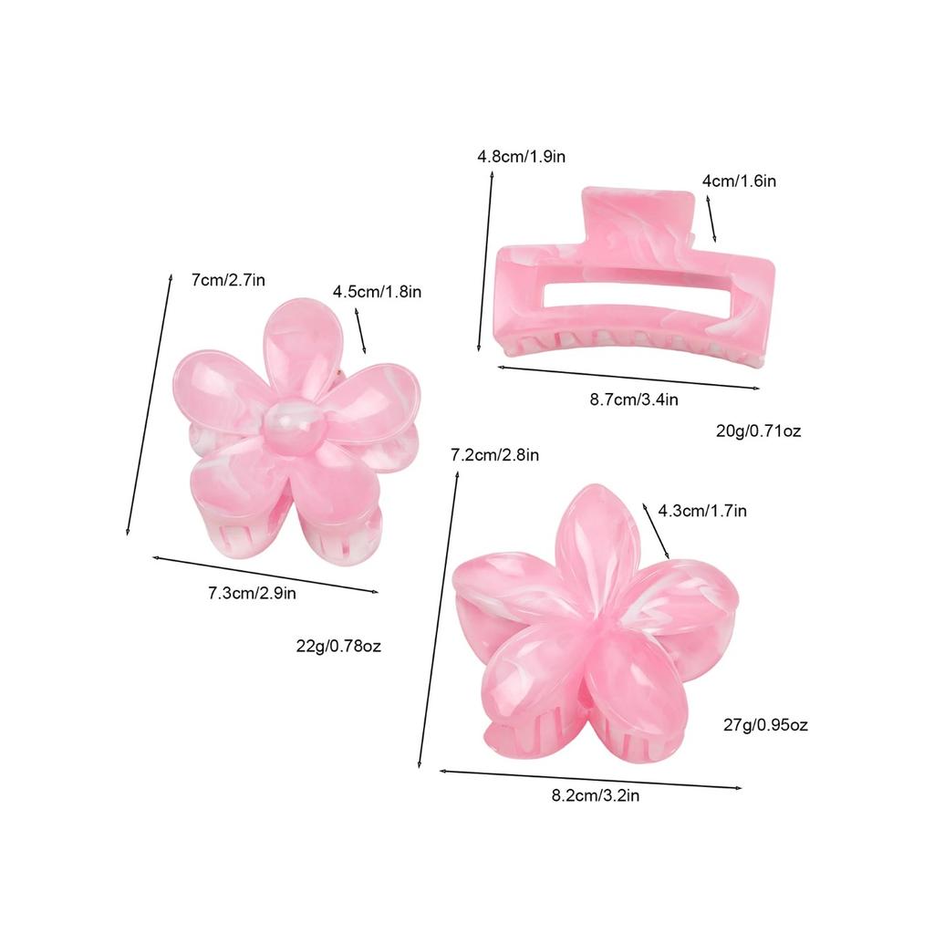New Hawaiian Flower Hair Claw Clips Discoloration In Sunlight, Strong Hold Beach Hair Accessories for Women Thin Thick Hair