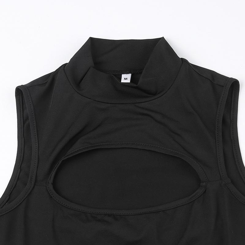 Gothic Techwear Sexy Hollow Out Sleeveless Tank Tops Bodysuit For Women Streetwear Style Backless Playsuit Vest For Women