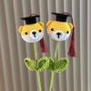 DIY Hand-crocheted PhD Cap Graduation Season Boys Girls Flower Bouquet Hand-made Decor School Finished Flower Bouquet Gift