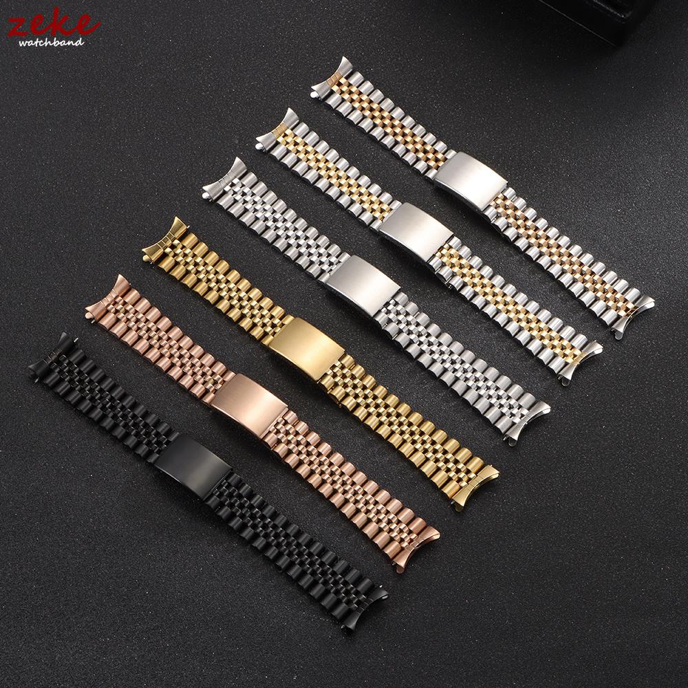 18mm 19mm 20mm 21mm Curved End Metal Strap for Rolex DATEJUST Watchbands Men Solid Stainless Steel Watch Bracelet Accessories