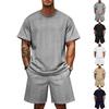 Men's Summer Jacquard Suit, Round Neck, Short-sleeved Shorts, Casual Two-piece Suit
