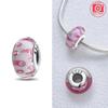 Authentic Certified Pink Glass Bead Blue Romantic Bead Charms Compatible With Bracelets Charm Bead Charms Copper Women Diy Jewellery Making