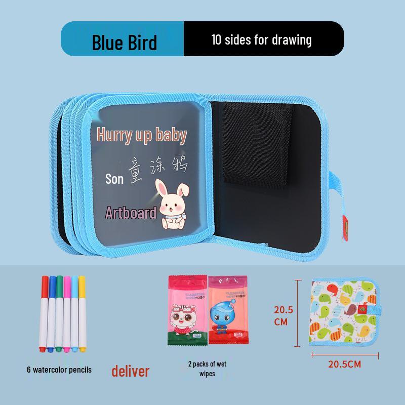 Erasable Children's Cartoon Watercolor Chalk Drawing Board & Coloring Book