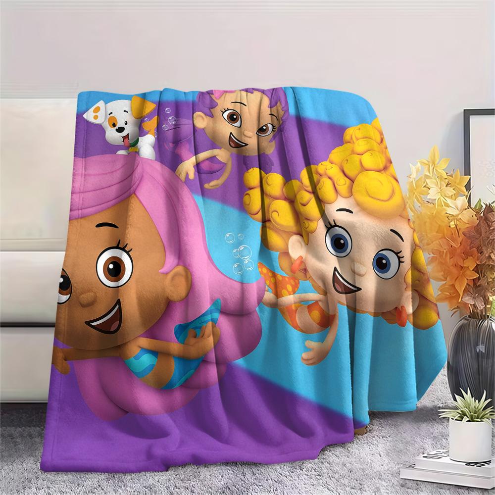 Bubble Guppies  Print Flannel Blanket, High Quality Comfortable for All Seasons, Home Decor, Warmth and Comfort