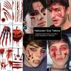 16Pcs Halloween Scar Tattoo Stickers Realistic 3D Temporary Cosplay Body Art Decal for Kids Adults Waterproof Halloween Finger Tattoo Sticker