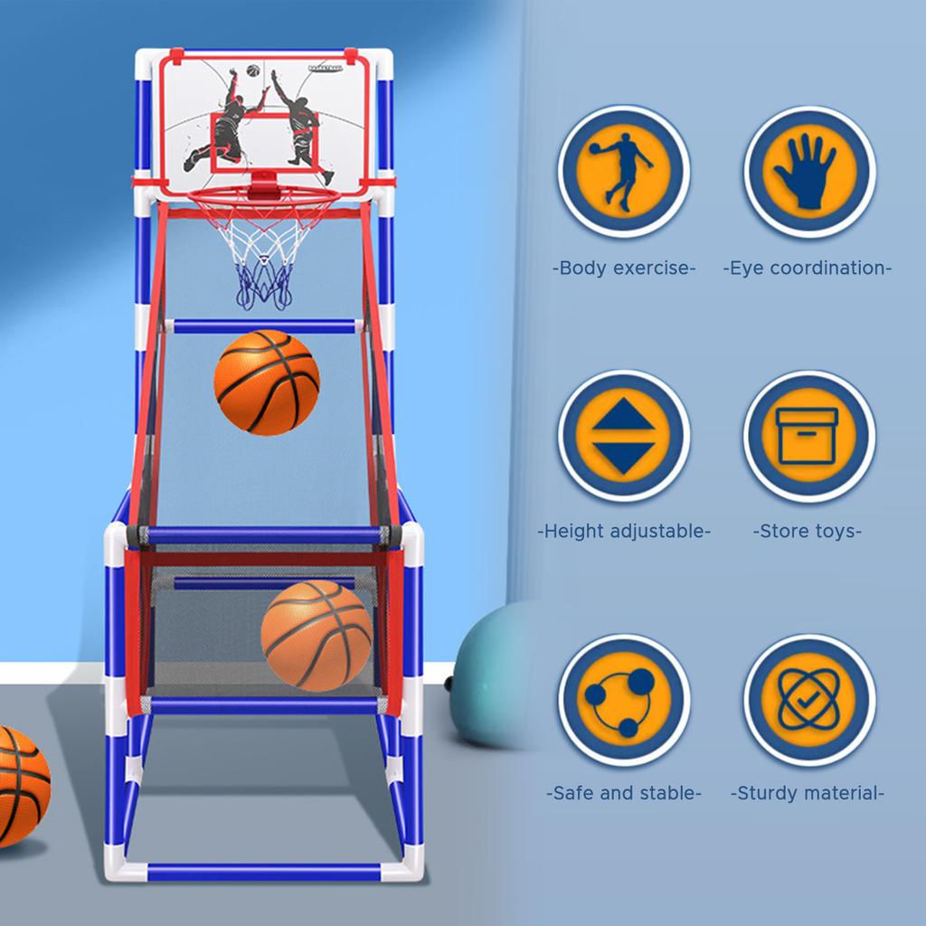 Basketball Game Set Kids Basketball Hoop for Indoor Outdoor with 4 Balls 88cm to 140cm Height Adjust