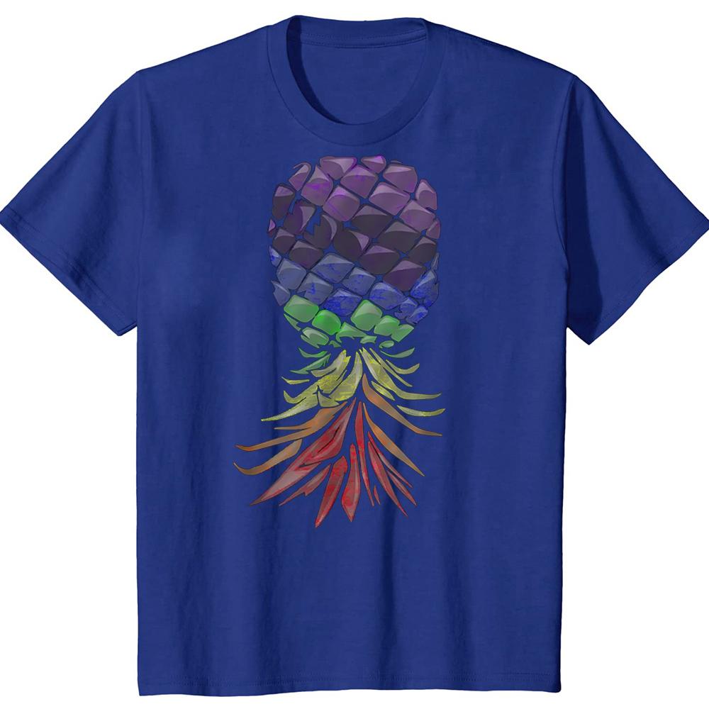 Funny Swinger Rainbow Pineapple Upside Down T-shirts Men Women Fashion Casual Tshirt 100% Cotton Loose Oversized T Shirt Summer