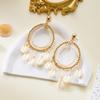 Boho Cowrie Shell Drop Earrings for Women Gold Color Beaded Hoop Tassel Dangle Earring Summer Beach Vacation Jewelry Accessories