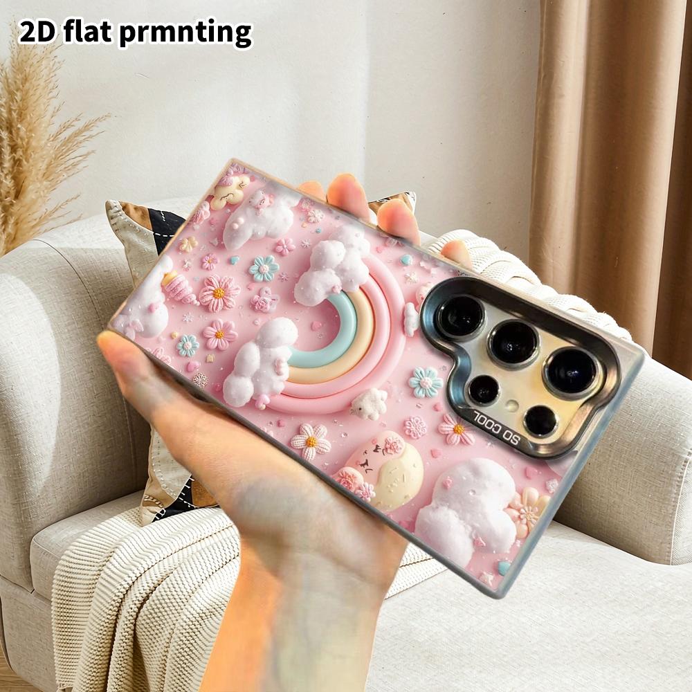 Phone Case: 2D Flat Samsung Galaxy A34 A35 M05 M06 S20 S22 S21 FE Plus 5G Protective Case, Couple Style, Rainbow Cream, Christmas and Halloween Gift