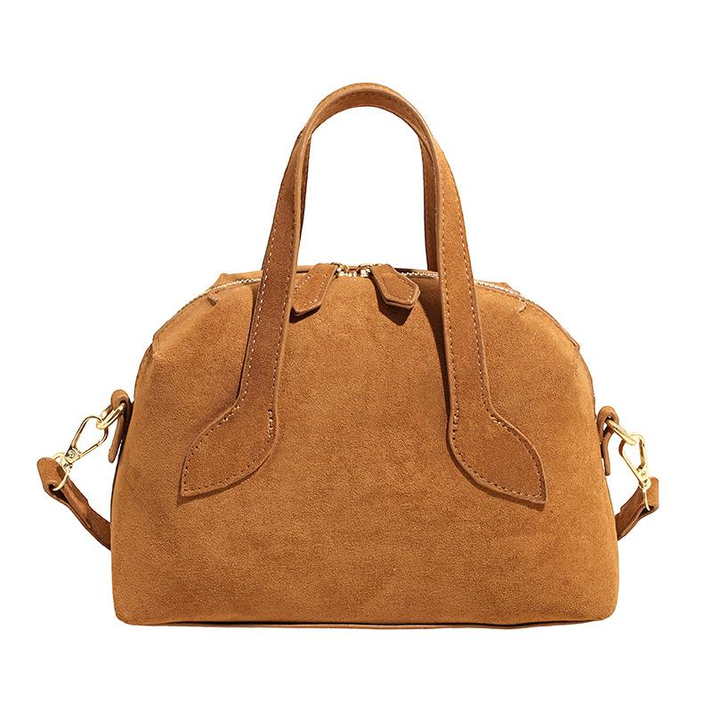 Retro Niche Portable Shell Bag Women's New Fashion Lychee Pattern Bowling Bag Commuter Shoulder Messenger Bag