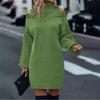 Autumn Winter Casual Loose Mini Dress Fashion Long Sleeve Elasticity Sweater Dresses Turtleneck Solid Off-shoulder Knitted Dress