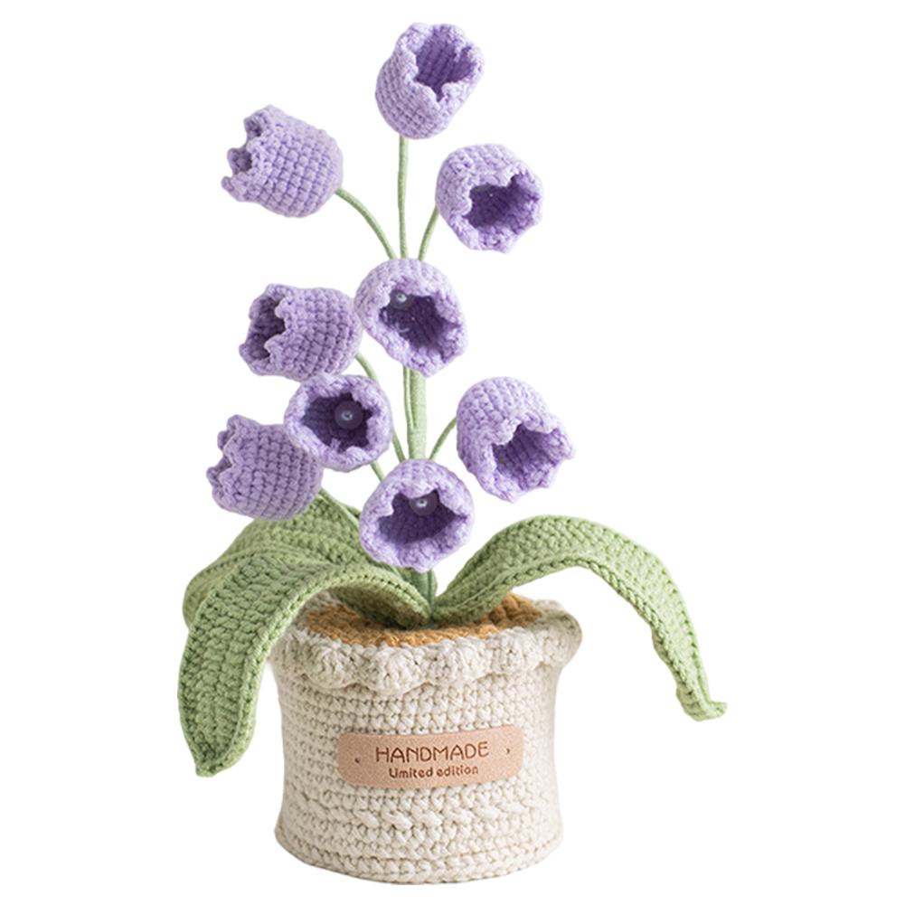 Knitted Flowers Decorations Decorative Crochet Flowers Potted Plants Knitted Artificial Flowers for Party Favors