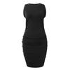 Damen Freizeit Mode Farbe Ärmellos Seitliche Raffung Sexy Schlankes Kleid