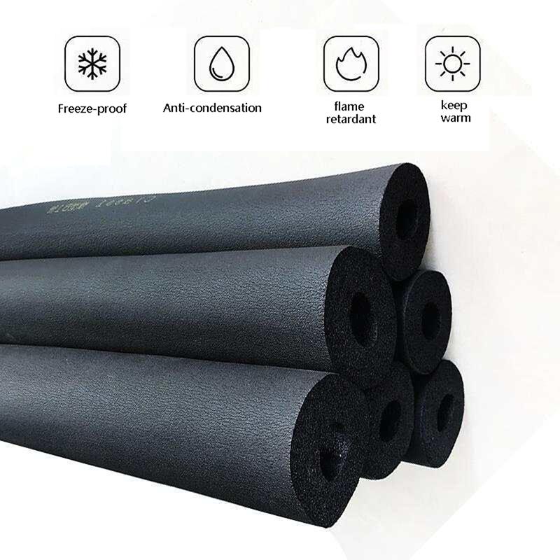 1.8M Sponge Rubber Pipe Black Waterproof Pipeline Holder Thermal Insulation Tubular Protective Sleeve For Air Conditioning