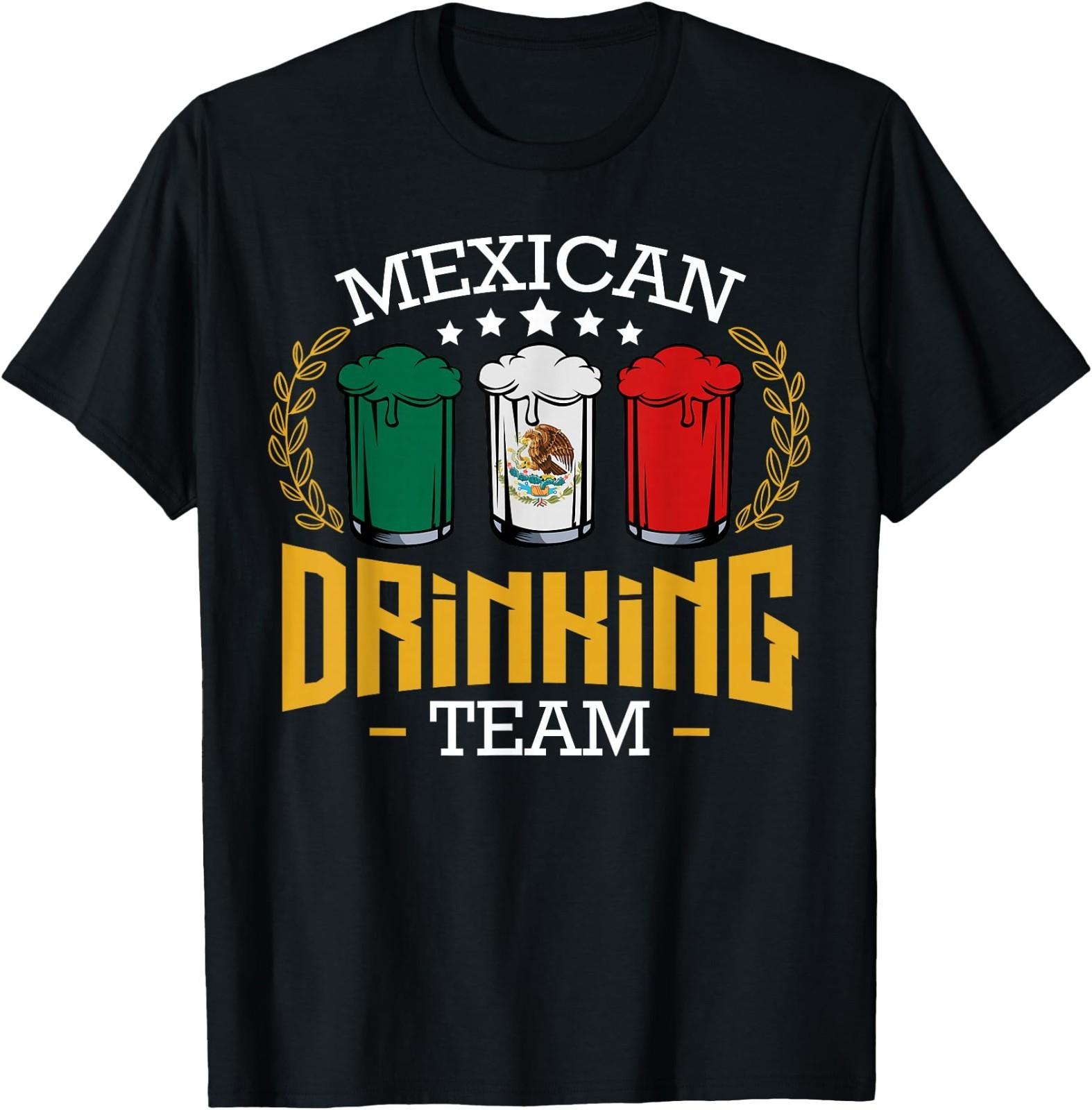Beer Mexican Drinking Team Mexico Flag Funny Beer Pub Party T-Shirt L