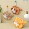 3pcs Cute Cat Coral Fleece Hand Towels Soft, Absorbent, Quick Dry with Hanging Loops for Kitchen, Bathroom Bedroom, Brown Orange Striped Design