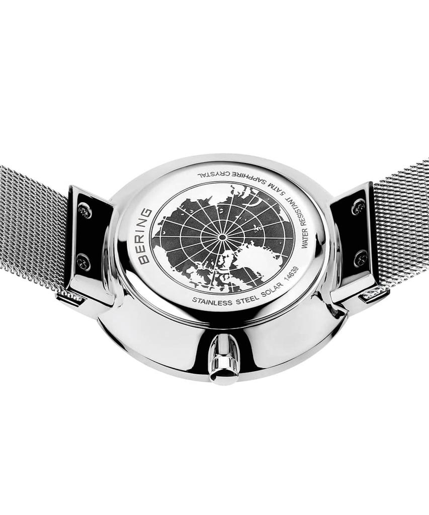 BERING Solar Model Gris x Argent Bracelet en maille d'acier inoxydable Produit importé d'origine du Japon Garantie interne de 3 ans Verre saphir Rayures