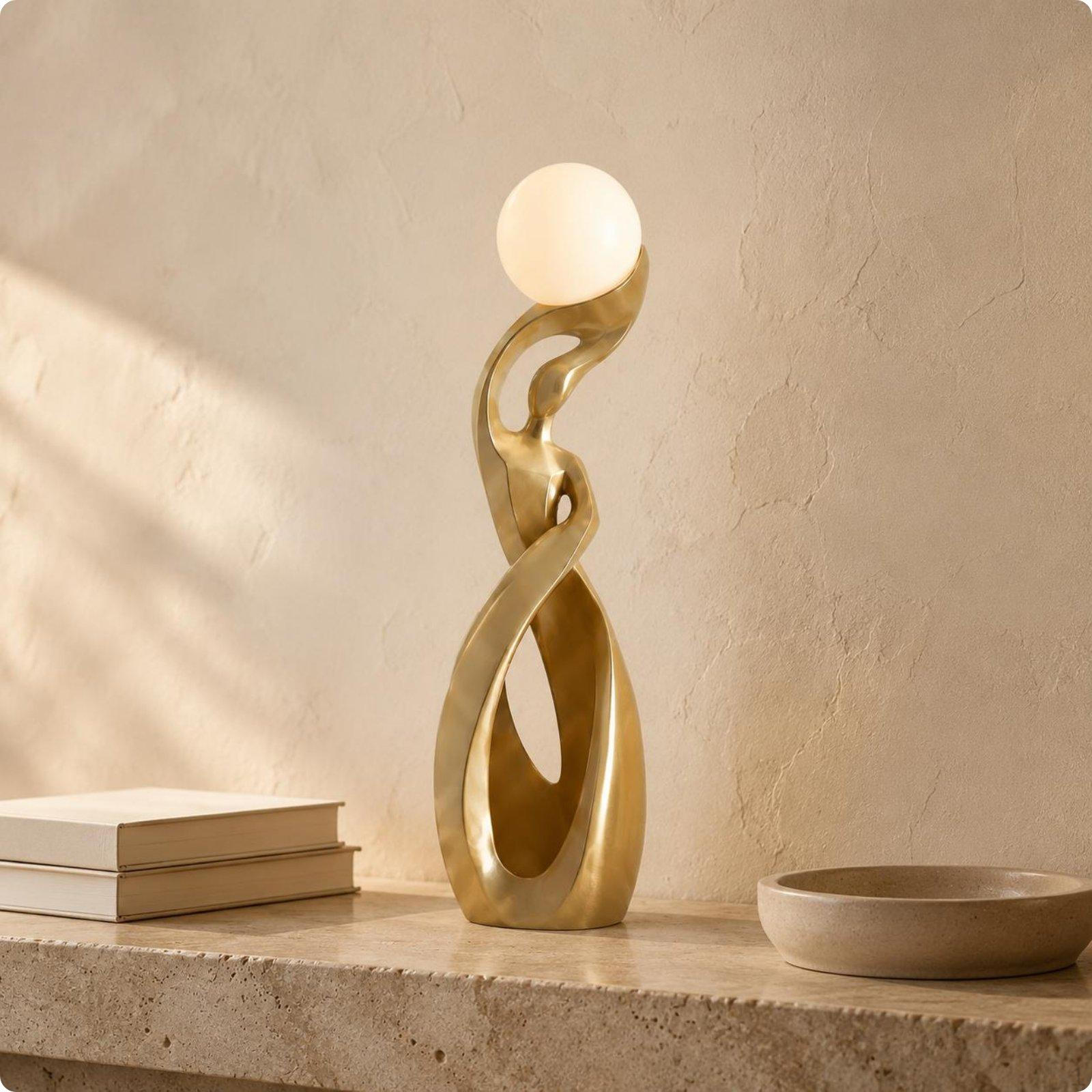 Abstract Resin Figurine Electroplated Finish Sculpture