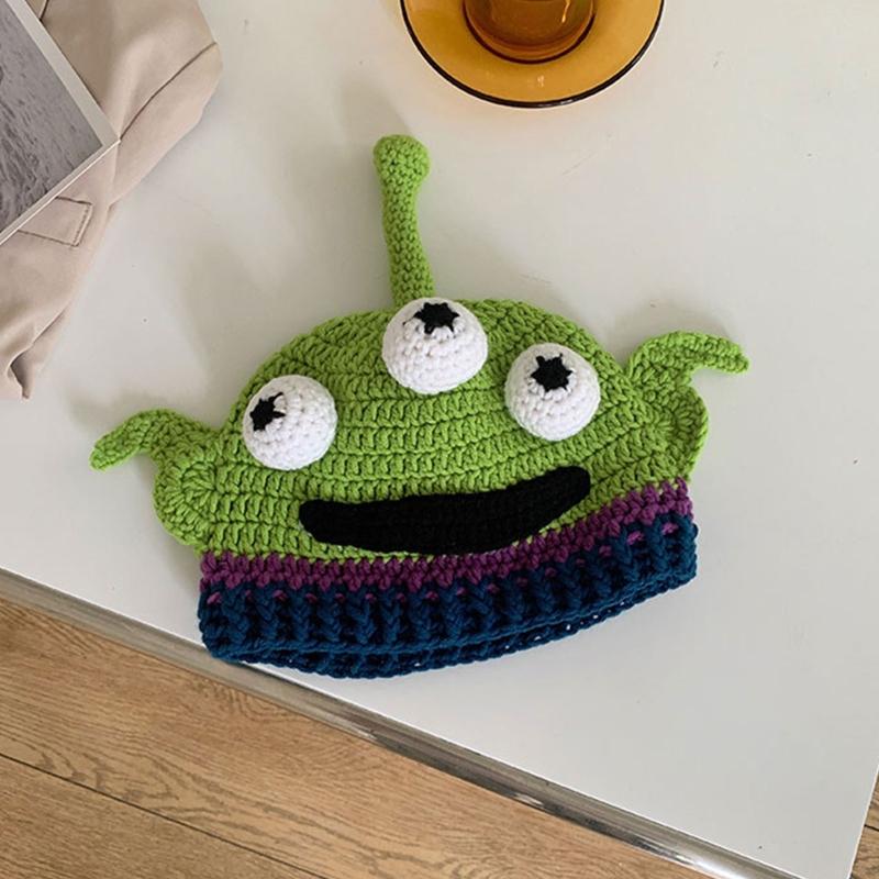 Adult's Cartoon for Monster Shape Knitted Hats All-match Hat Warmer Knitted Cosplay Cap Winter Holiday Gifts for Unisex