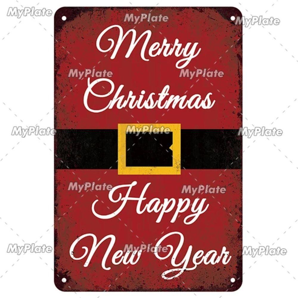 Vintage Christmas Metal Tin Sign Home Festive Wall Decor