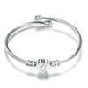 Europäischer Stil Herz 26 Buchstaben Titan & Edelstahl Geflochtenes Armband für Damen