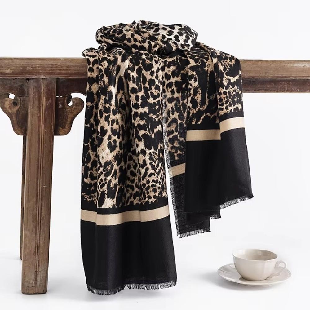Leopard Print Winter Neck Scarf Faux Cashmere Shawl Wrap New Women Scarf