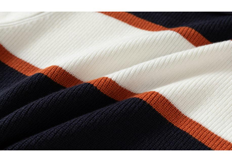 Tengyun Boys' Striped Polo Collar Knit Sweater for Children