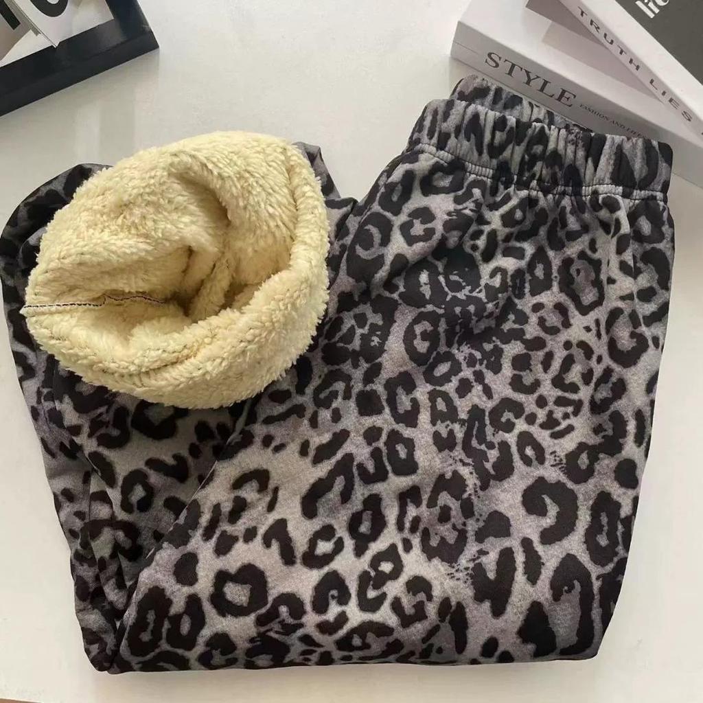 Women's Lambswool Plaid Fleece-Lined High-Waisted Loose Straight-Leg Wide-Leg Pants for Autumn/Winter 2025