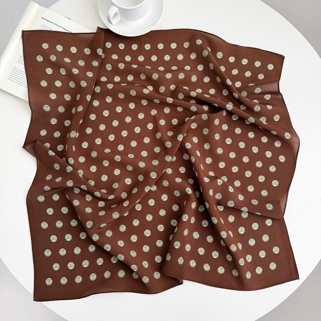 Retro Old Money Wind Silk Double Crepe Silk Scarf Women's Spring and Summer Senior Sense Versatile 100% Mulberry Silk Square Scarf Thin Scarf