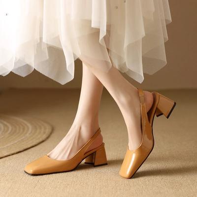 Elegantní Slingback Sandály Ženy Letní Boty Růžová Černá Nude Střední Lodičky Lodičky Zavřít Špička Kancelář Party Boty Dámské Velká velikost 45