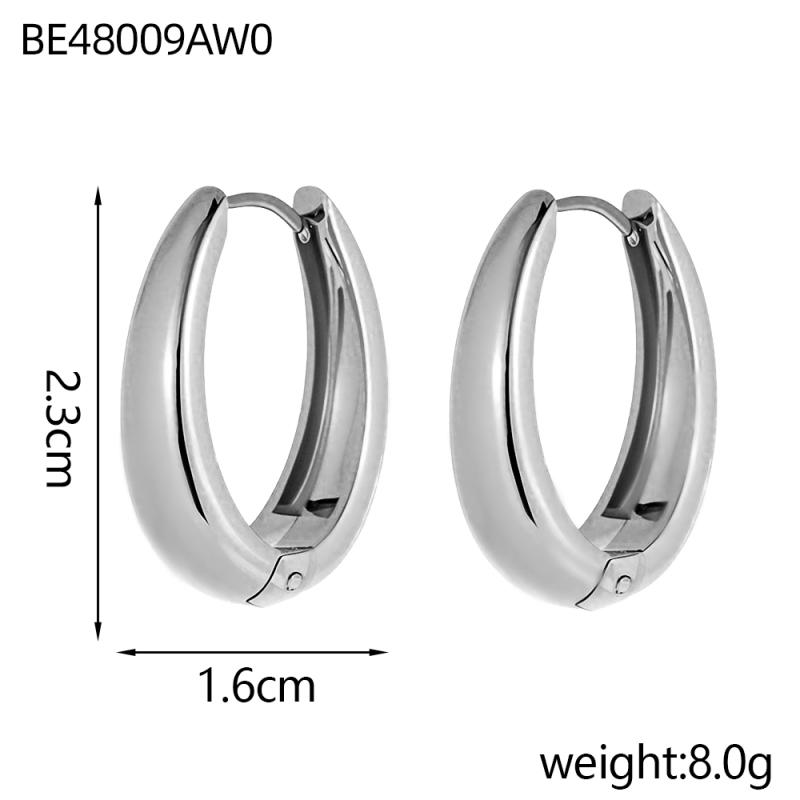 CARLIDANA New Trendy Earring Waterproof Tarnish Free 18K Gold Plated Dainty Bead Oval U Stainless Steel Hoop Earrings for Women