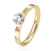 Anti Allergy Titanium Steel 1 Big 4 Small Cubic Zirconia Wedding Ring for Woman Rose Gold Color Crystal Wedding Jewelry Bague