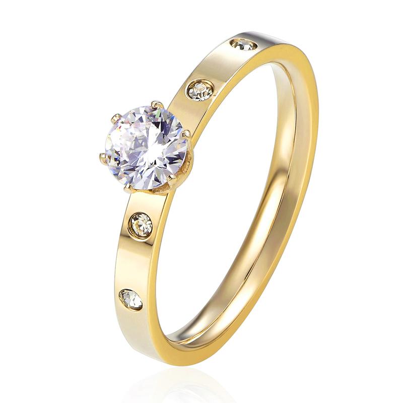 

Anti Allergy Titanium Steel 1 Big 4 Small Cubic Zirconia Wedding Ring for Woman Rose Gold Color Crystal Wedding Jewelry Bague 9