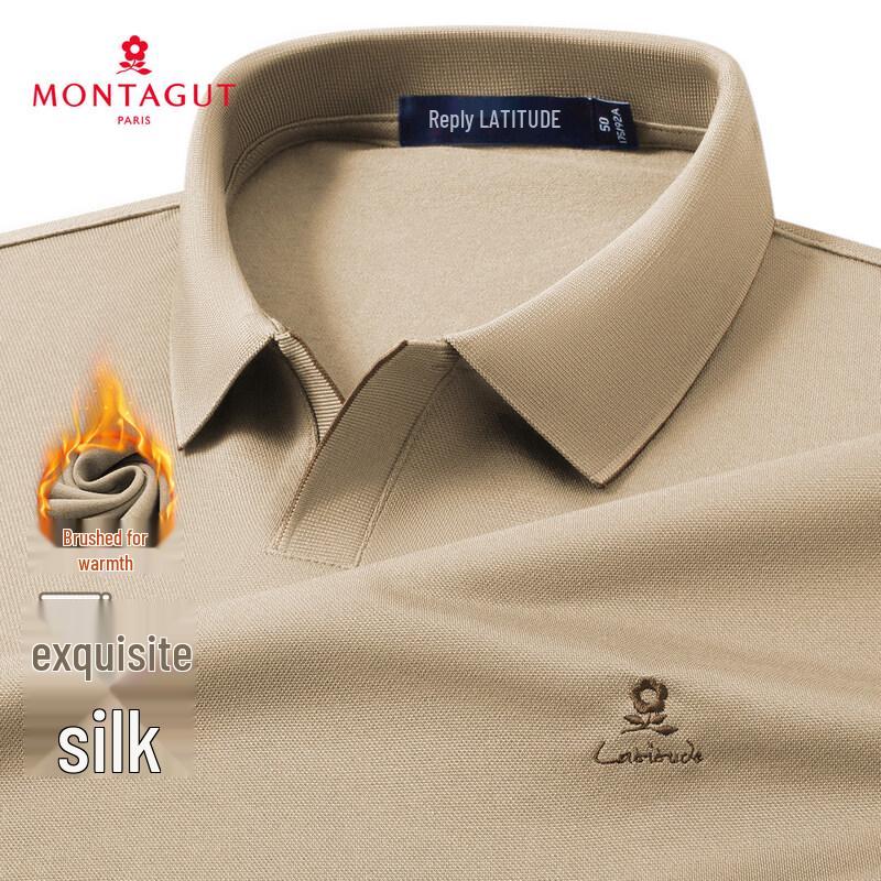 MONTAGUT Men s Silk Blend Brushed Warm Polo Shirt 54