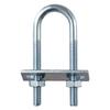 4PCS Steel, Galvanized Surface Round Bend U Clamp Silver with Nut Plate Washer Round U-Bolts