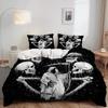 King Size Skull Duvet Cover Set - Skeleton Theme Bedding 3 Piece With 1 Quilt Cover And 2 Pillowcases For Boys