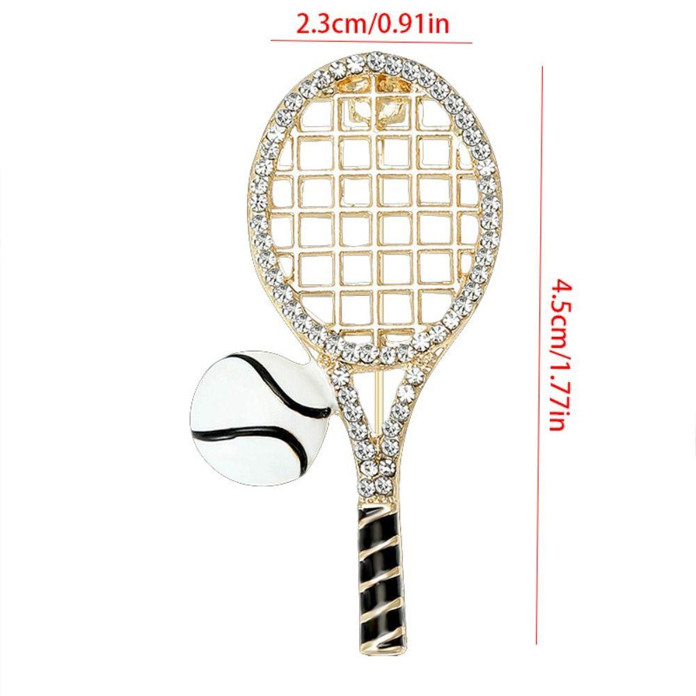 Zircon Enamel Metal Clothes Pin Rhinestone Gold Brooch Fashion Tennis Racket Brooch  Gift