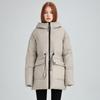 Women's Hooded Long Sleeve Raglan Sleeve Coat Loose Fit Casual Puffer Jacket with Drawstring Waist for Winter Wear