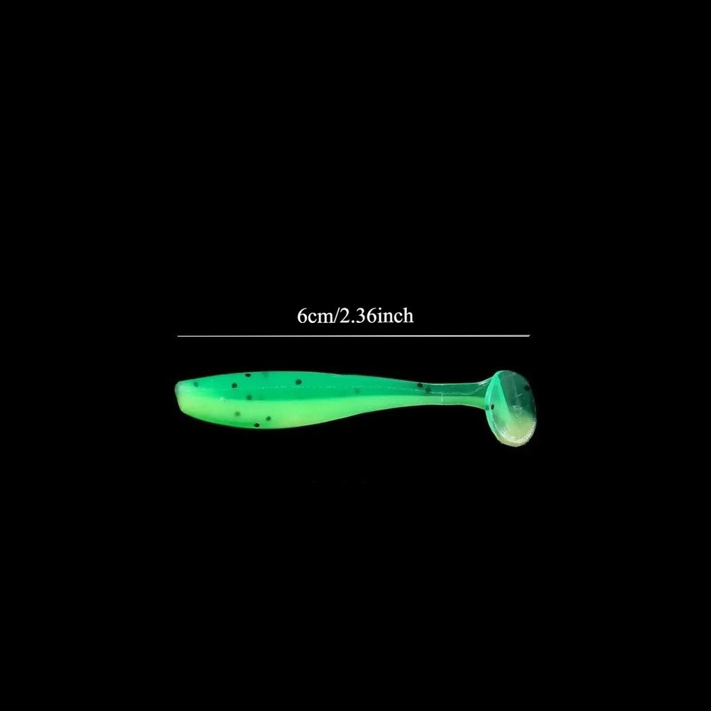 50pcs Mini Soft Fishing Lures, T-tail Worm Lure, Silicone Artificial Bait, Bass Pike Fishing Tackle