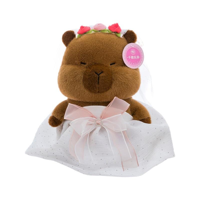 Creative Wedding Dress Kapibara Doll Newlywed Couple Plush Toy Wedding Press Doll Wedding Gift
