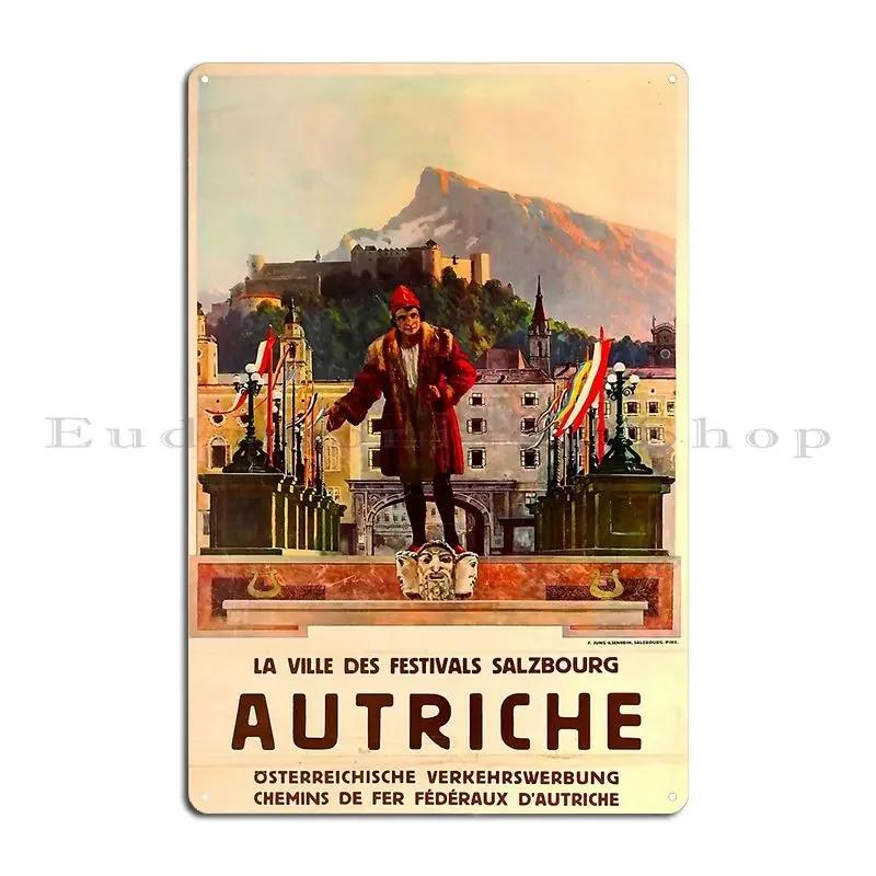 Salzbourg Autriche Vintage Travel Poster Metal Sign Cinema Iron Garage Pub Garage Tin Sign Poster 20x30cm(7.8x11.8inch)