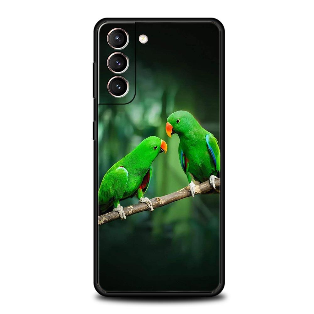 Custodia per Telefono Uccello Pappagallo Per Samsung Galaxy S26 Ultra S25 Plus S24 FE S23 S22 5G S21 S20 Cover Nera Morbida
