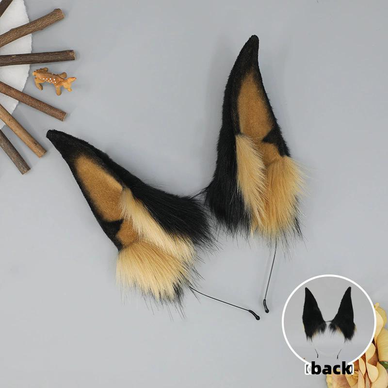 3 Types Anime Handmade Plush Dog Headband Simulated Furry Big Dog Ear Prop Man Club Party Cosplay Realistic Hair Accessory