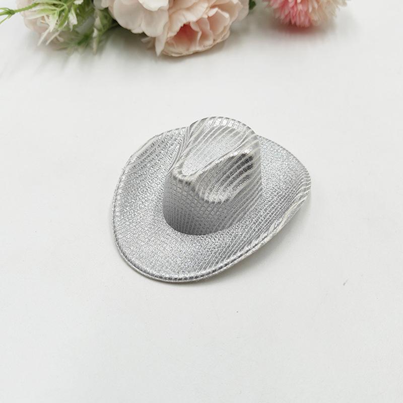 Holographic Neon Glitter Mini Cowboy Hat Western Theme Party Decoration Shiny Prop for Birthday Festival Events