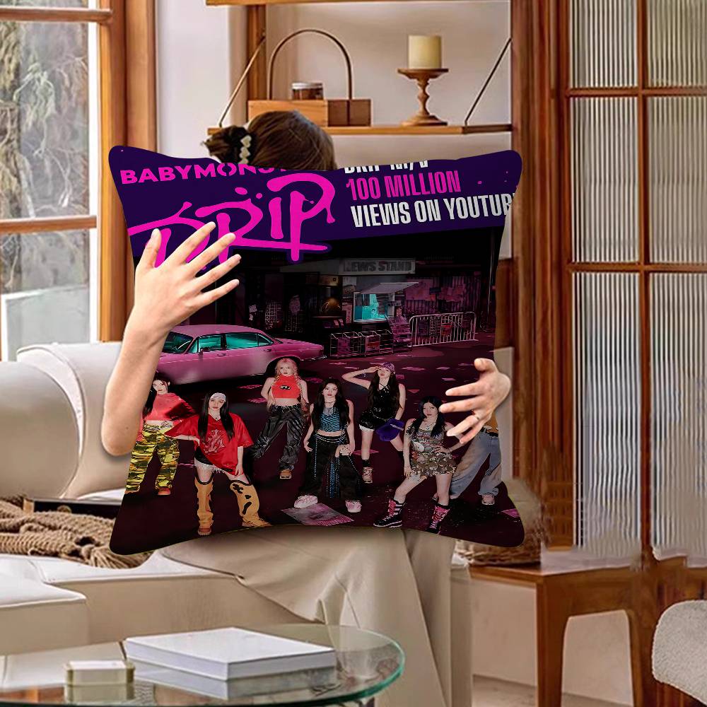 Kpop B-Babymonster Cushion Cover Pillow Cover Decor Pillowcase Printed Cushion Case For Couch